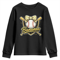 Bananas Coquette Bow Youth Sweatshirt Baseball Bats Banana Lovers Women Girls Kids