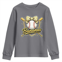 Bananas Coquette Bow Youth Sweatshirt Baseball Bats Banana Lovers Women Girls Kids