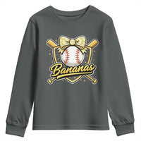 Bananas Coquette Bow Youth Sweatshirt Baseball Bats Banana Lovers Women Girls Kids