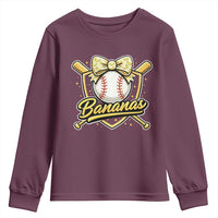 Bananas Coquette Bow Youth Sweatshirt Baseball Bats Banana Lovers Women Girls Kids