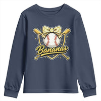 Bananas Coquette Bow Youth Sweatshirt Baseball Bats Banana Lovers Women Girls Kids