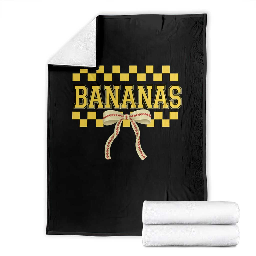 Bananas Coquette Bow Checkered Throw Blanket Women Girls Kids