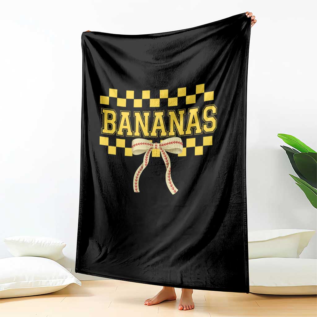 Bananas Coquette Bow Checkered Throw Blanket Women Girls Kids
