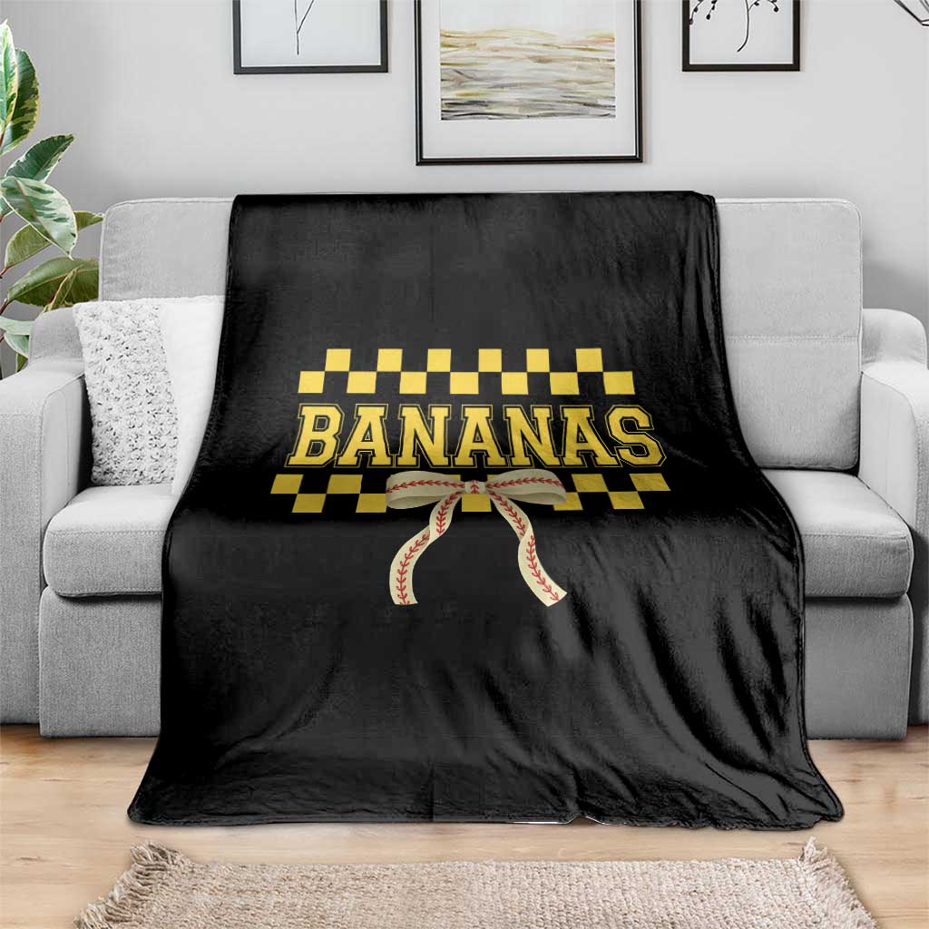 Bananas Coquette Bow Checkered Throw Blanket Women Girls Kids