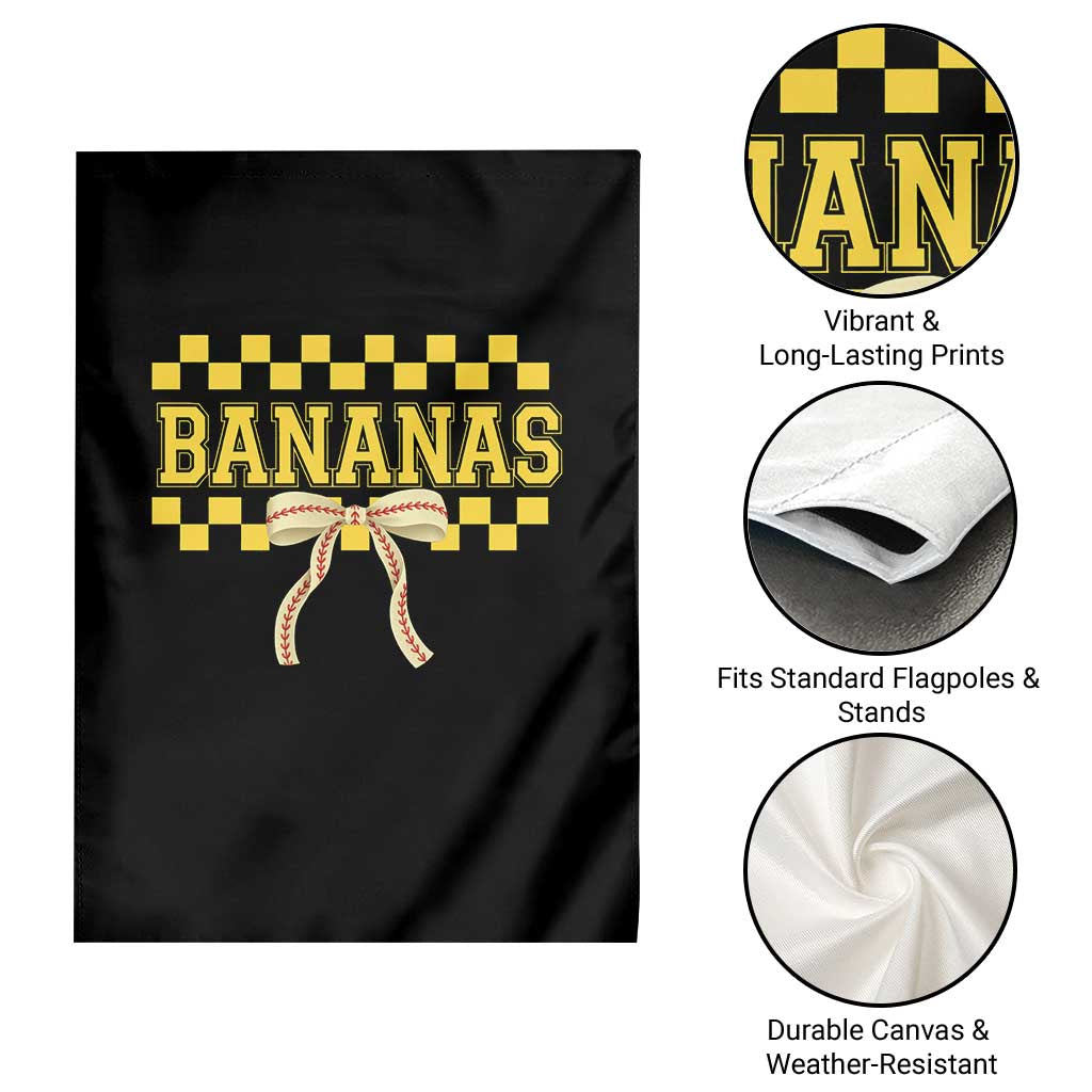 Bananas Coquette Bow Checkered Garden Flag Women Girls Kids