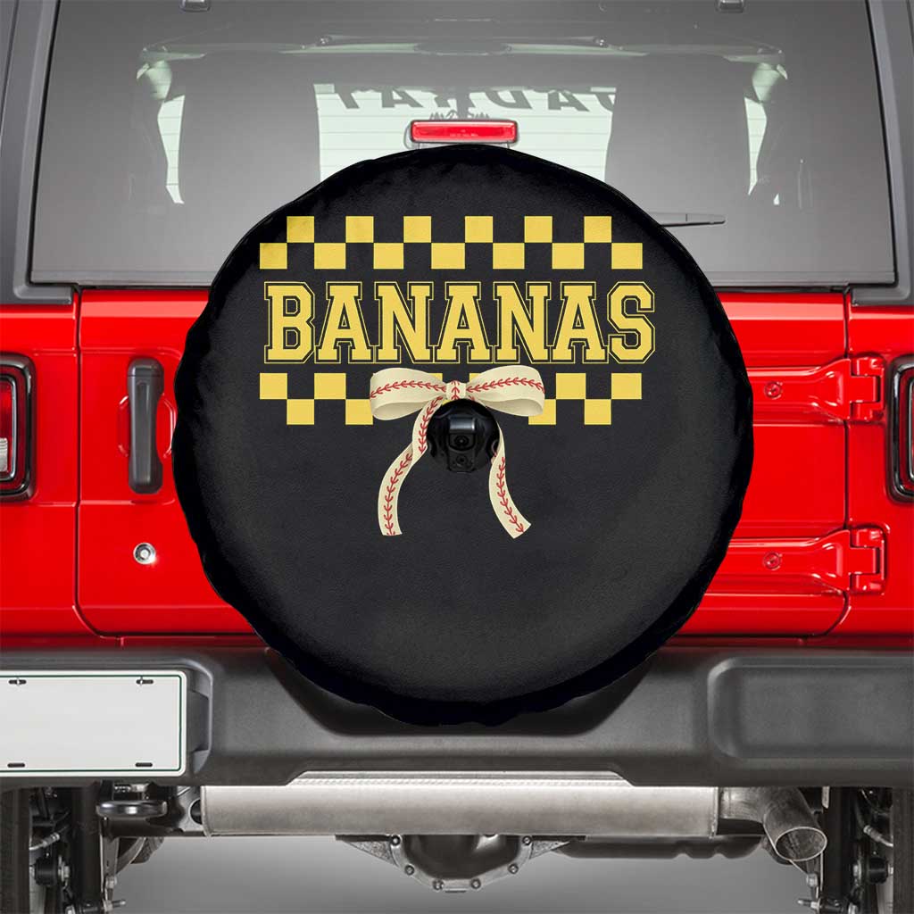 Bananas Coquette Bow Checkered Spare Tire Cover Women Girls Kids
