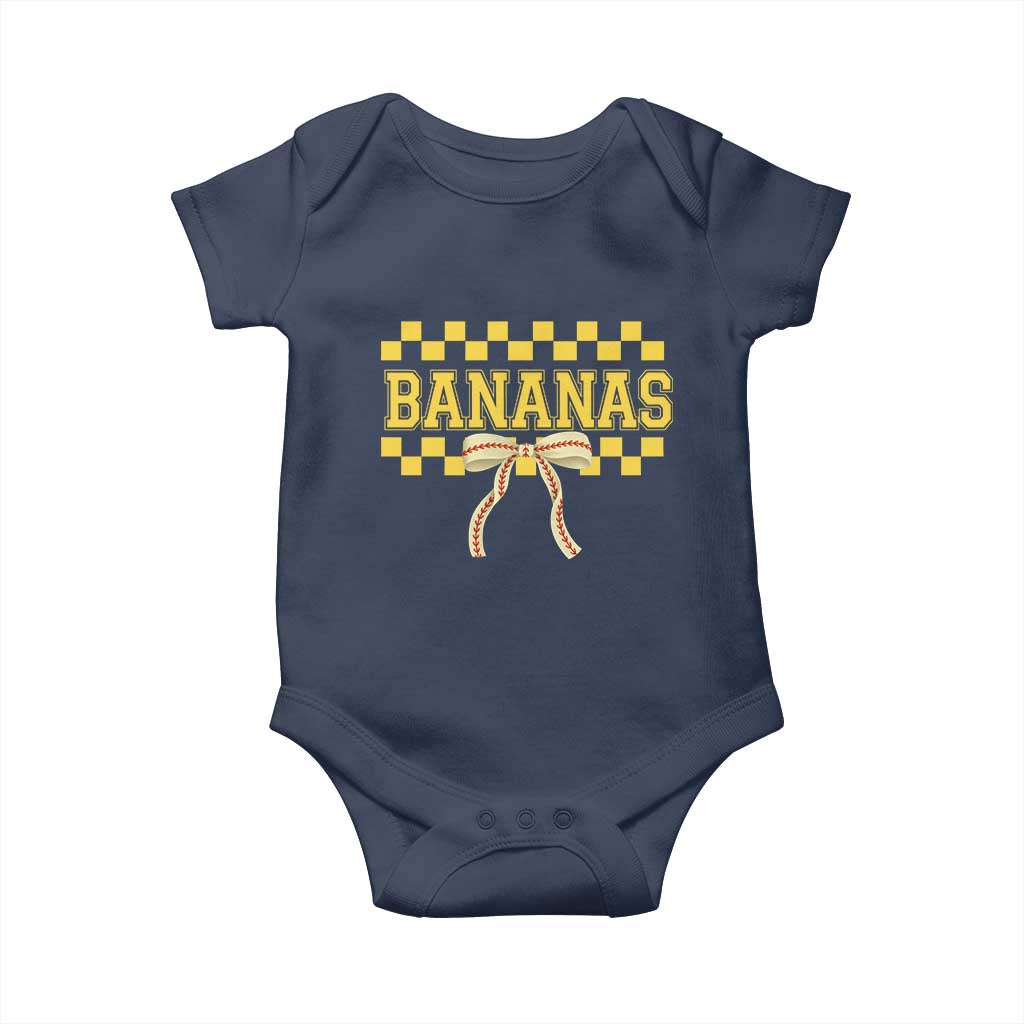 Bananas Coquette Bow Checkered Baby Onesie Women Girls Kids