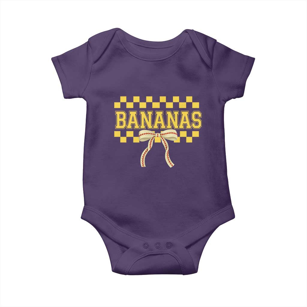 Bananas Coquette Bow Checkered Baby Onesie Women Girls Kids