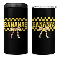 Bananas Coquette Bow Checkered 4 in 1 Can Cooler Tumbler Women Girls Kids