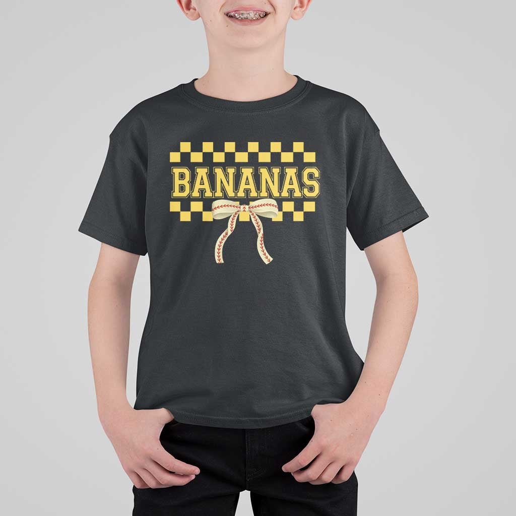 Bananas Coquette Bow Checkered T Shirt For Kid Women Girls Kids