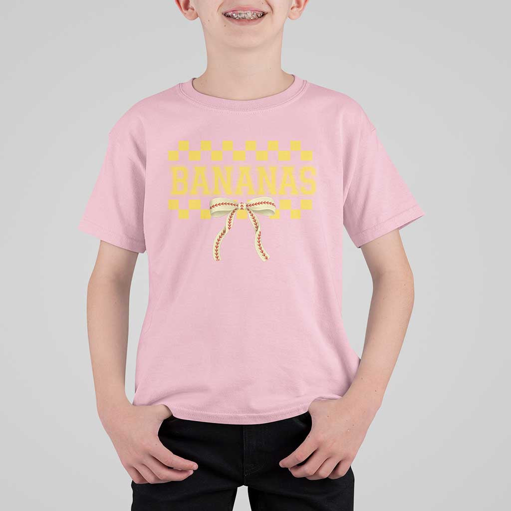 Bananas Coquette Bow Checkered T Shirt For Kid Women Girls Kids