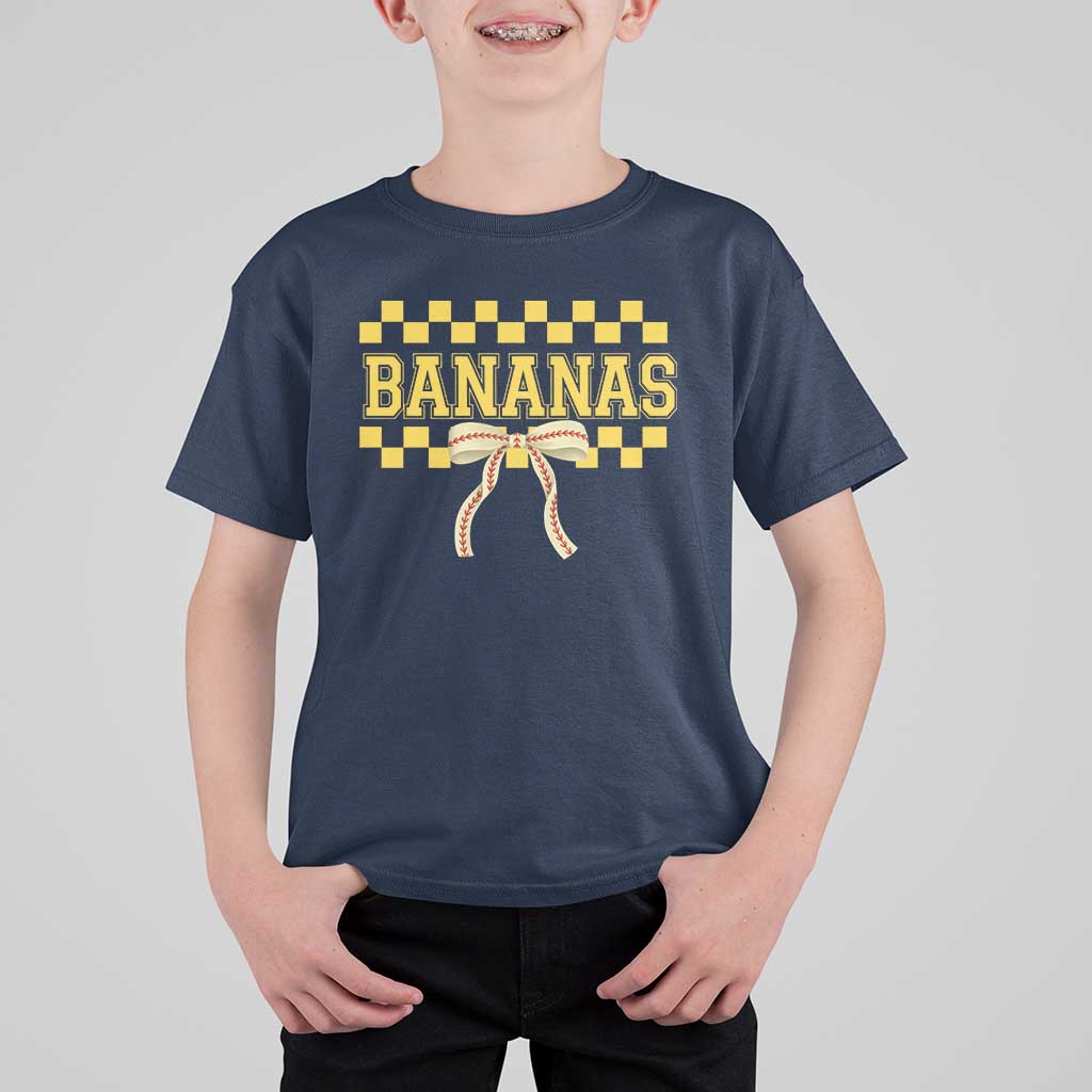 Bananas Coquette Bow Checkered T Shirt For Kid Women Girls Kids