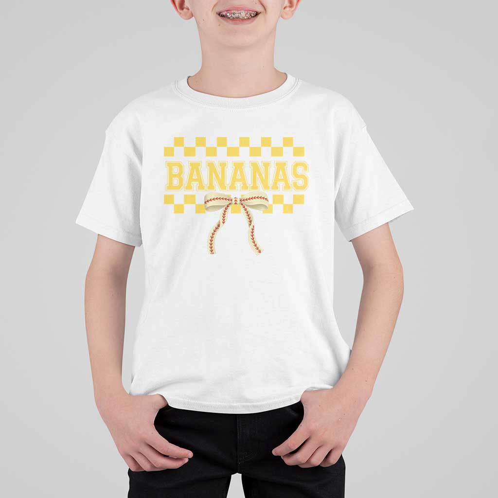 Bananas Coquette Bow Checkered T Shirt For Kid Women Girls Kids