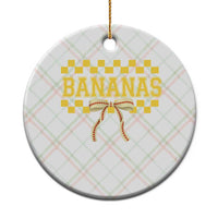Bananas Coquette Bow Checkered Ceramic Ornament Women Girls Kids