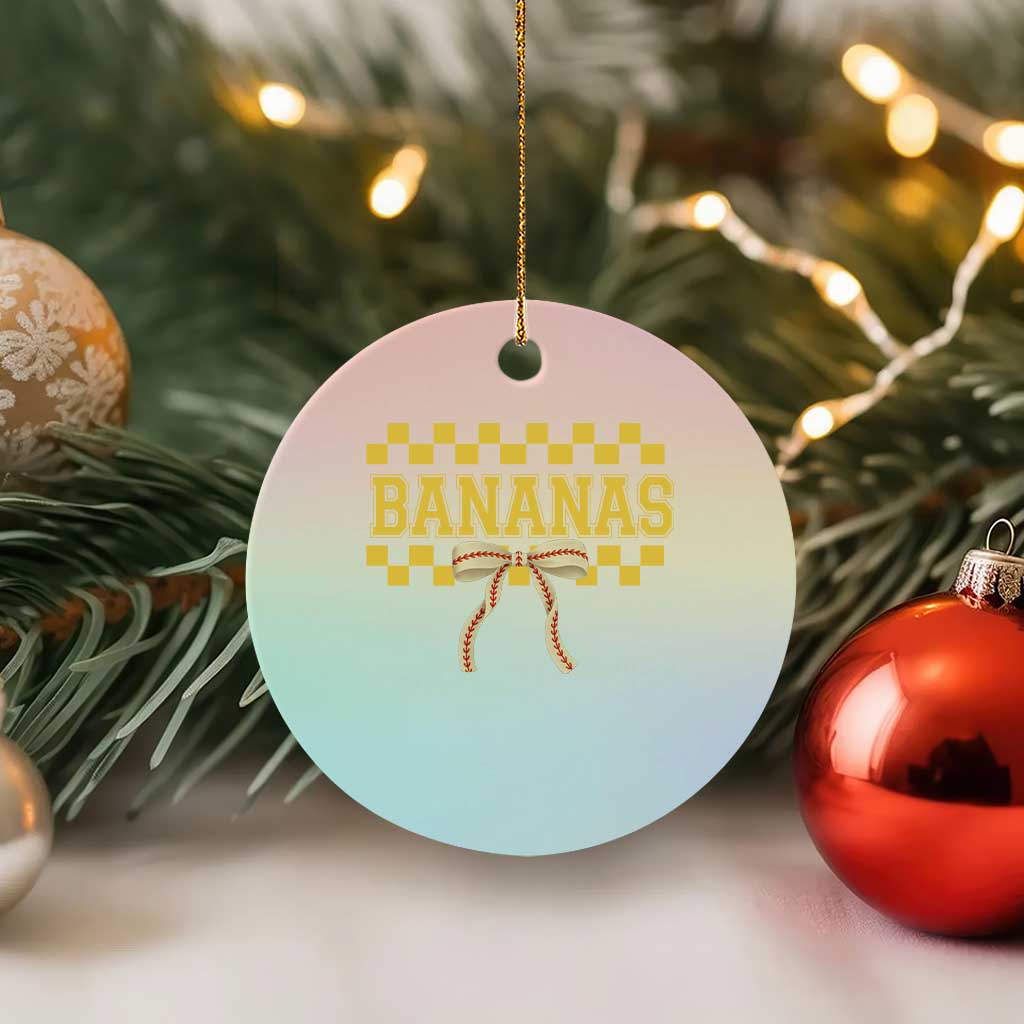 Bananas Coquette Bow Checkered Ceramic Ornament Women Girls Kids