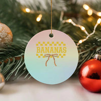 Bananas Coquette Bow Checkered Ceramic Ornament Women Girls Kids