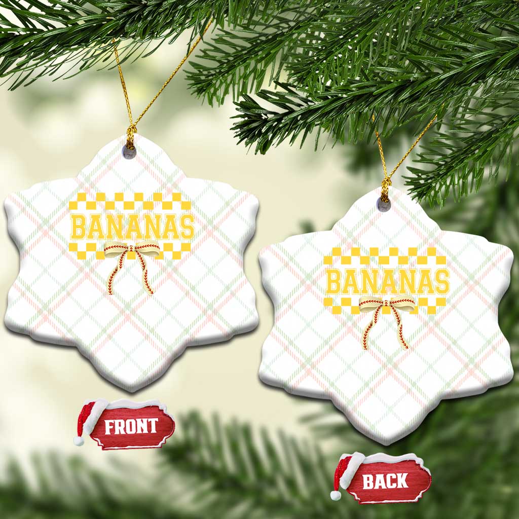 Bananas Coquette Bow Checkered Ceramic Ornament Women Girls Kids