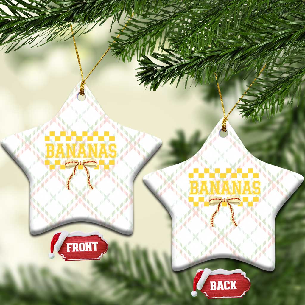 Bananas Coquette Bow Checkered Ceramic Ornament Women Girls Kids
