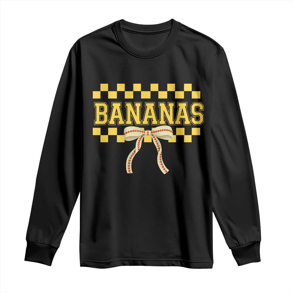 Bananas Coquette Bow Checkered Long Sleeve Shirt Women Girls Kids