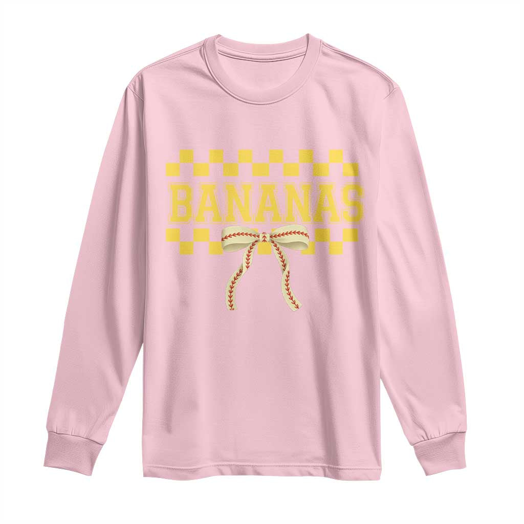 Bananas Coquette Bow Checkered Long Sleeve Shirt Women Girls Kids