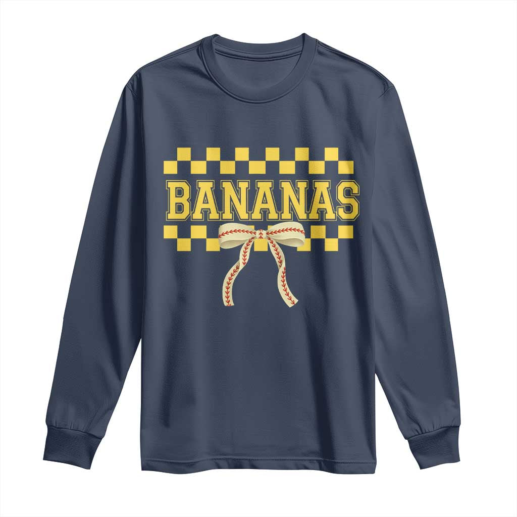Bananas Coquette Bow Checkered Long Sleeve Shirt Women Girls Kids