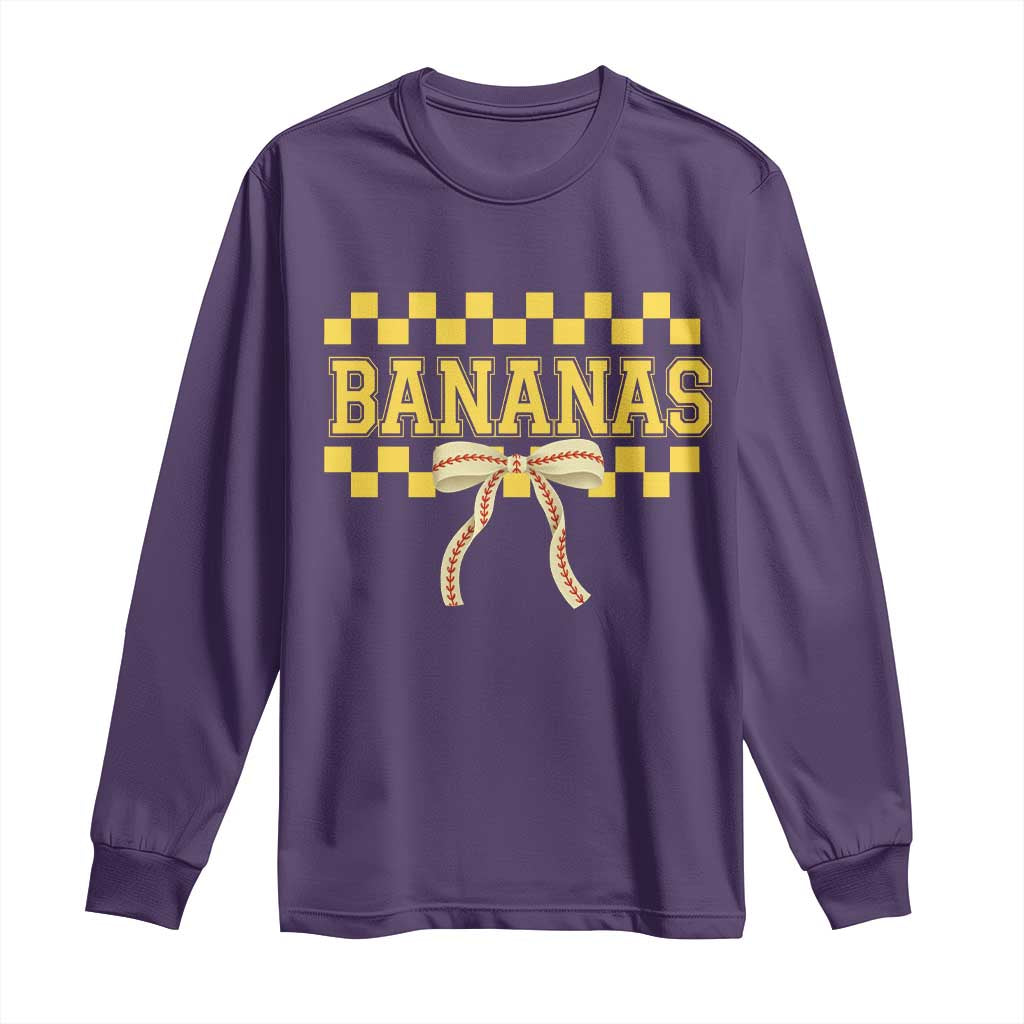 Bananas Coquette Bow Checkered Long Sleeve Shirt Women Girls Kids