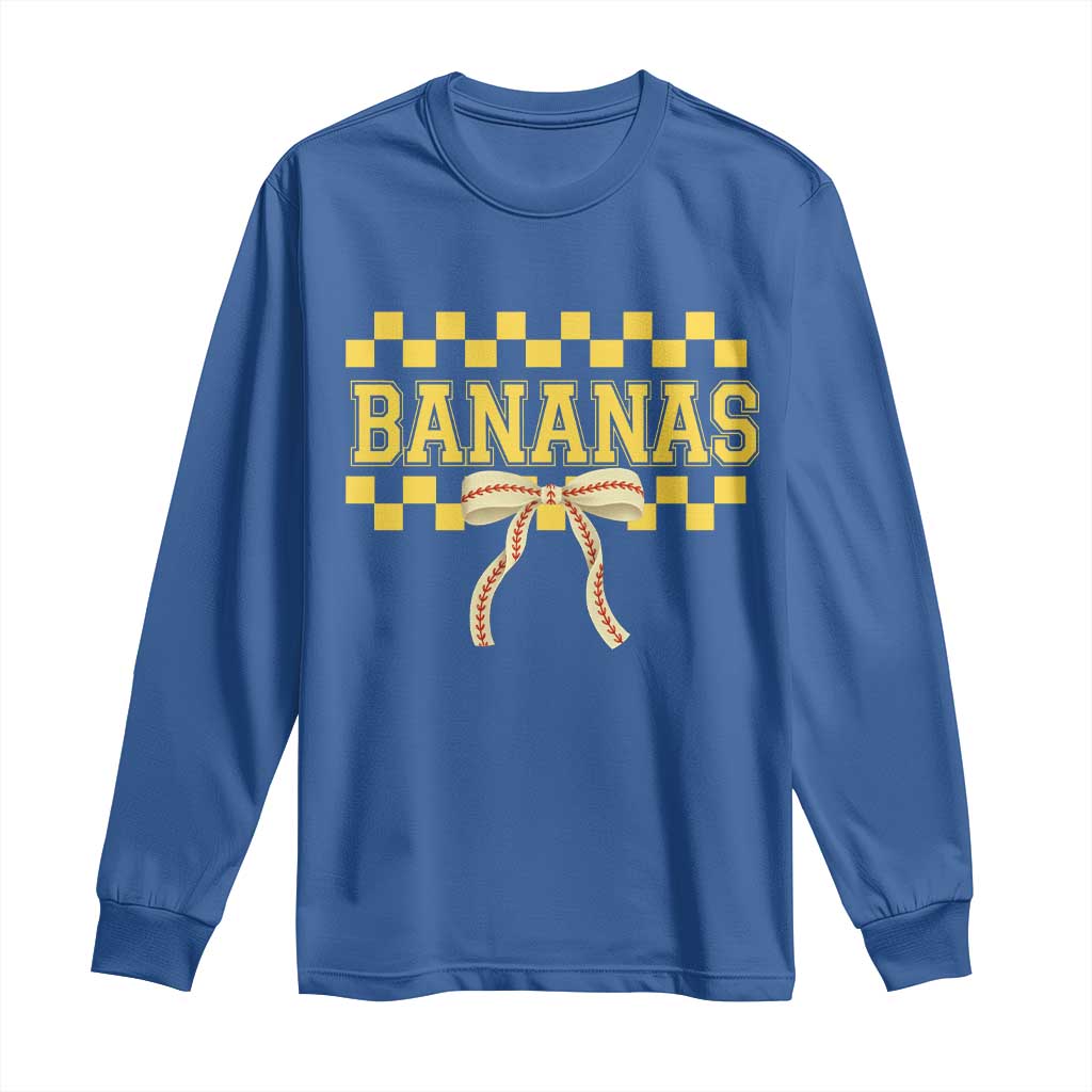 Bananas Coquette Bow Checkered Long Sleeve Shirt Women Girls Kids