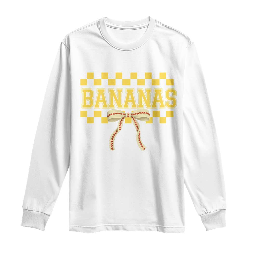 Bananas Coquette Bow Checkered Long Sleeve Shirt Women Girls Kids
