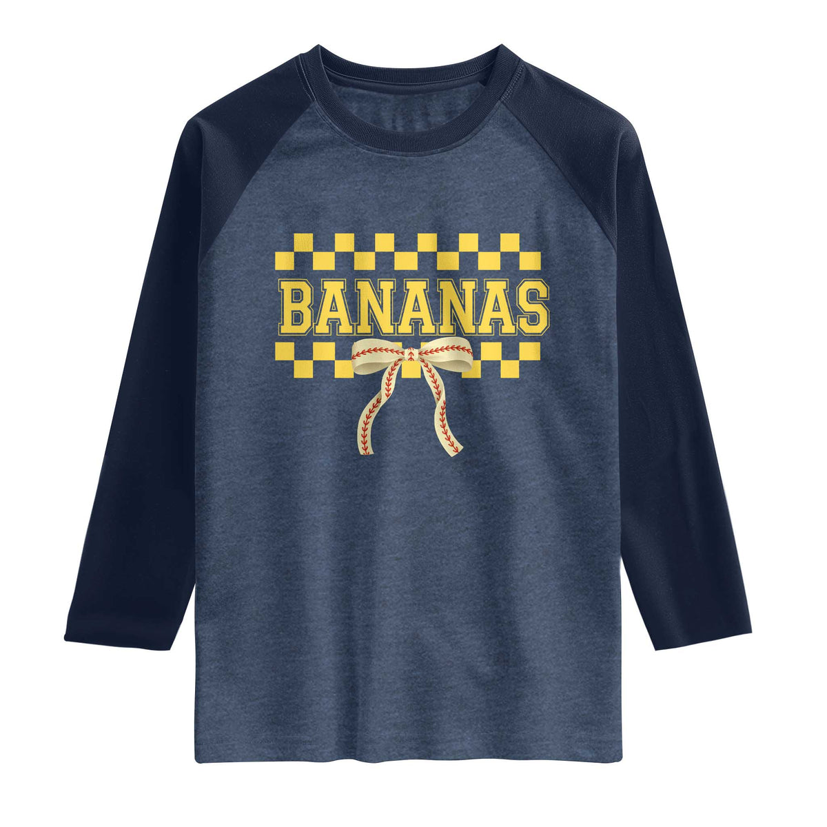 Bananas Coquette Bow Checkered Raglan Shirt Women Girls Kids