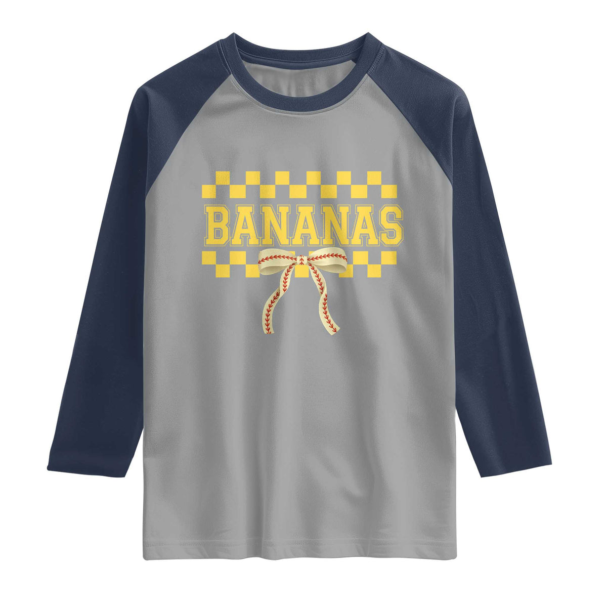 Bananas Coquette Bow Checkered Raglan Shirt Women Girls Kids