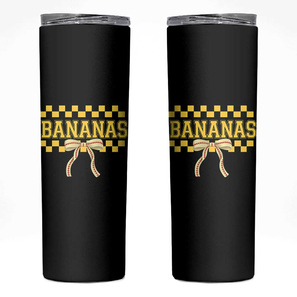 Bananas Coquette Bow Checkered Skinny Tumbler Women Girls Kids