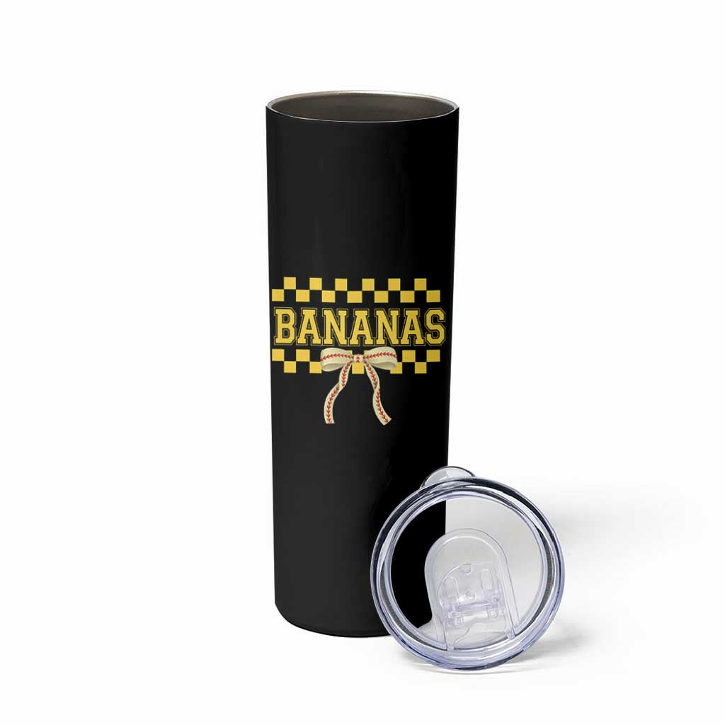 Bananas Coquette Bow Checkered Skinny Tumbler Women Girls Kids