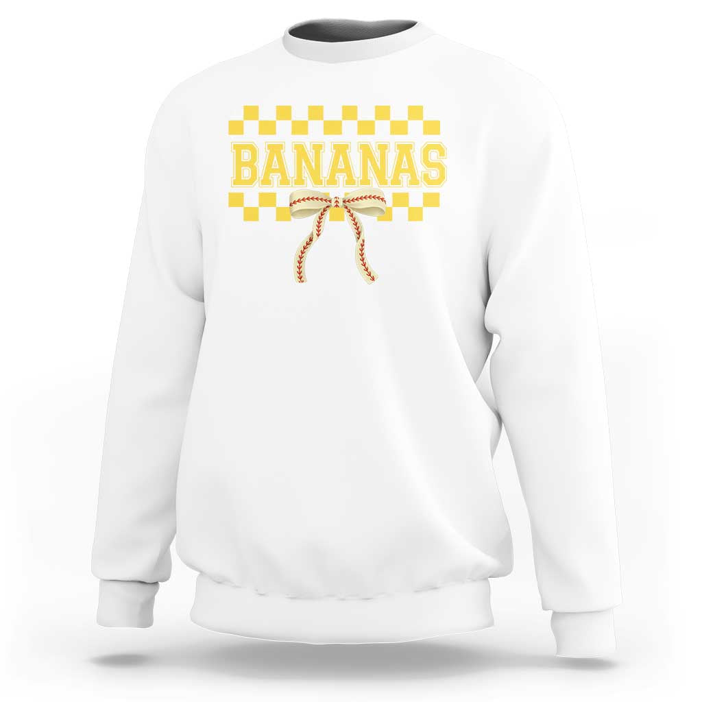 Bananas Coquette Bow Checkered Sweatshirt Women Girls Kids