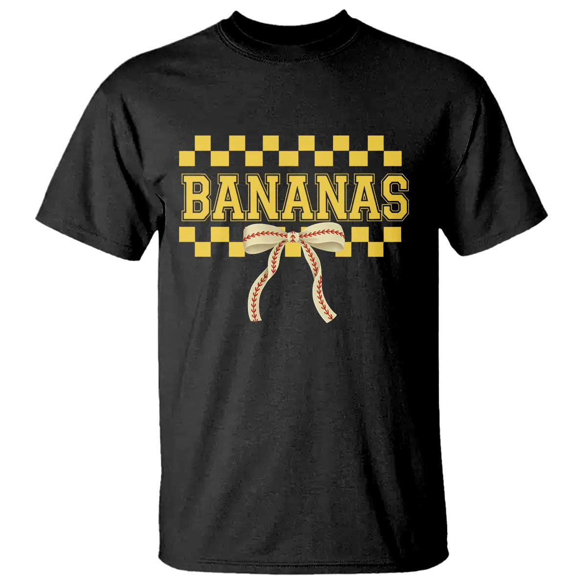 Bananas Coquette Bow Checkered T Shirt Women Girls Kids