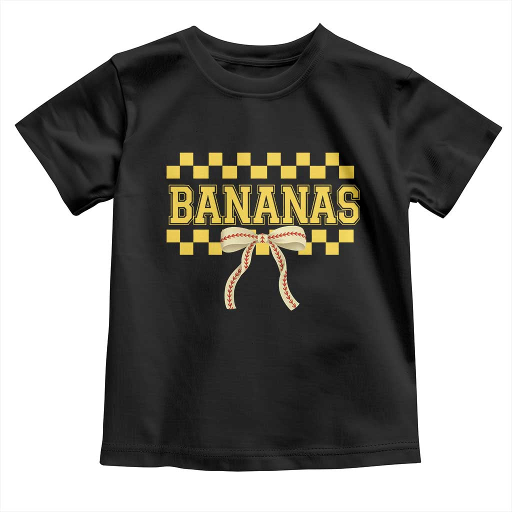 Bananas Coquette Bow Checkered Toddler T Shirt Women Girls Kids