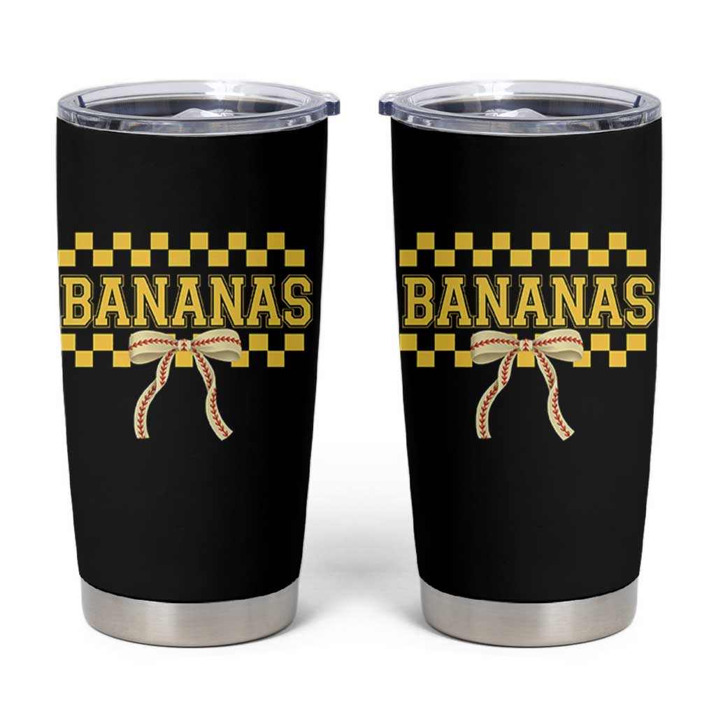 Bananas Coquette Bow Checkered Tumbler Cup Women Girls Kids