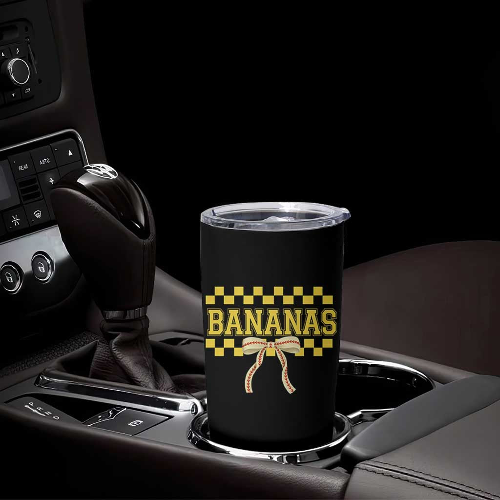 Bananas Coquette Bow Checkered Tumbler Cup Women Girls Kids