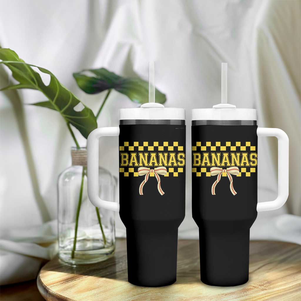 Bananas Coquette Bow Checkered Tumbler With Handle Women Girls Kids