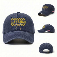 Bananas Coquette Bow Checkered Washed Cotton Baseball Cap Women Girls Kids