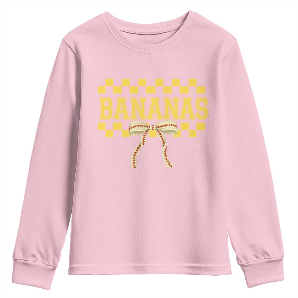 Bananas Coquette Bow Checkered Youth Sweatshirt Women Girls Kids