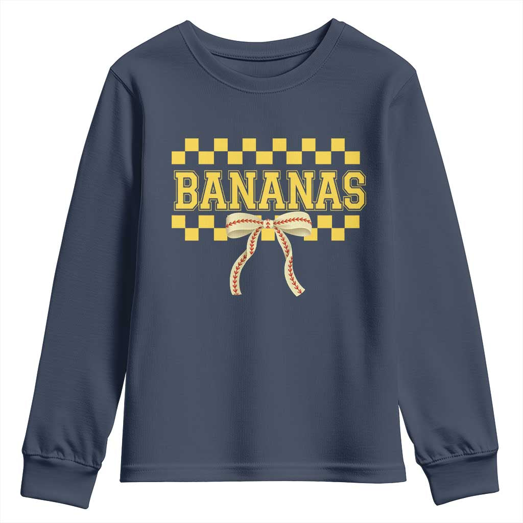 Bananas Coquette Bow Checkered Youth Sweatshirt Women Girls Kids