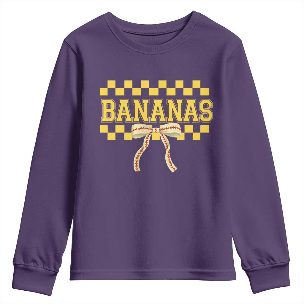 Bananas Coquette Bow Checkered Youth Sweatshirt Women Girls Kids
