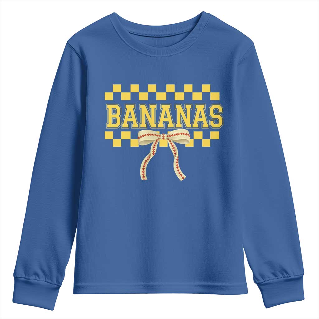 Bananas Coquette Bow Checkered Youth Sweatshirt Women Girls Kids