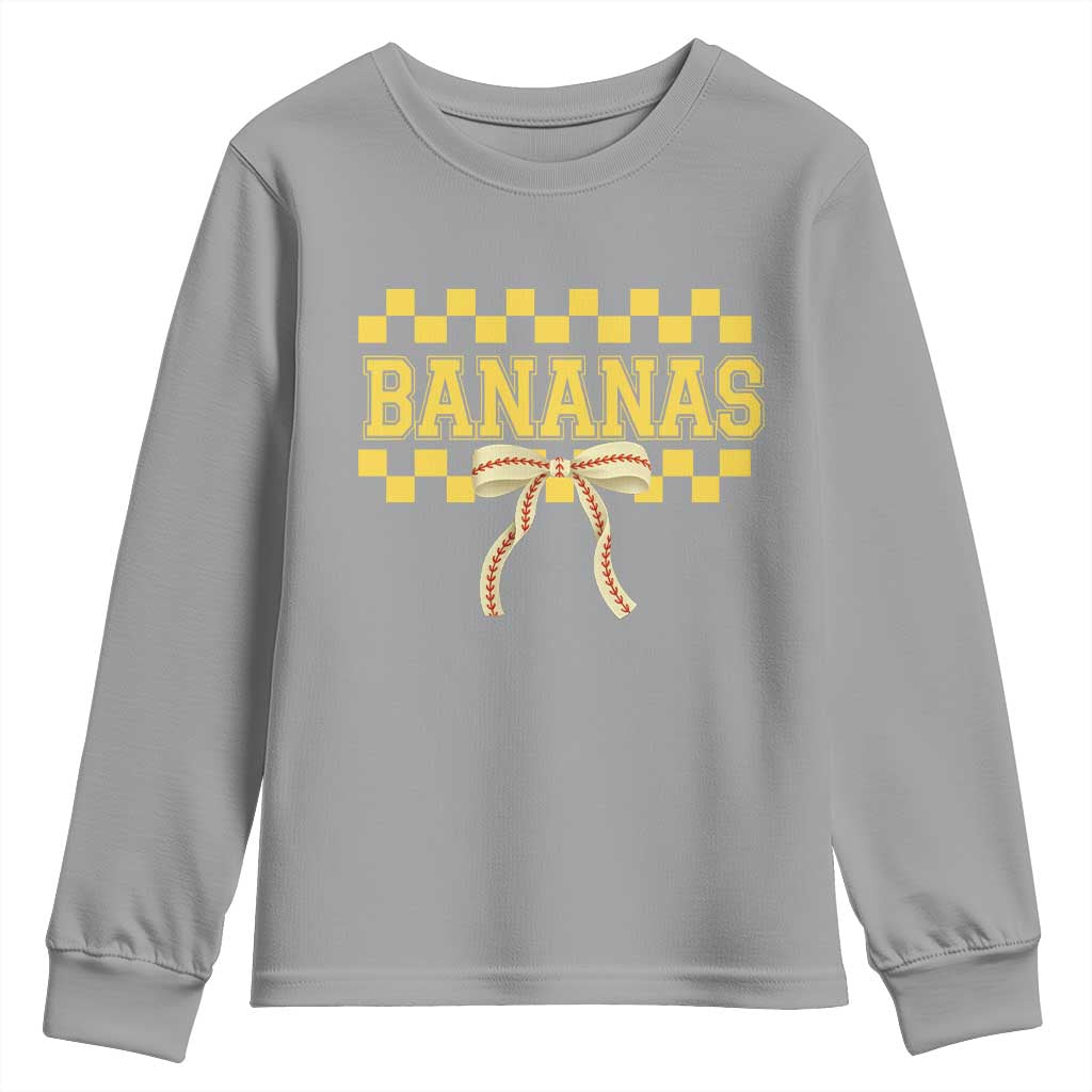 Bananas Coquette Bow Checkered Youth Sweatshirt Women Girls Kids