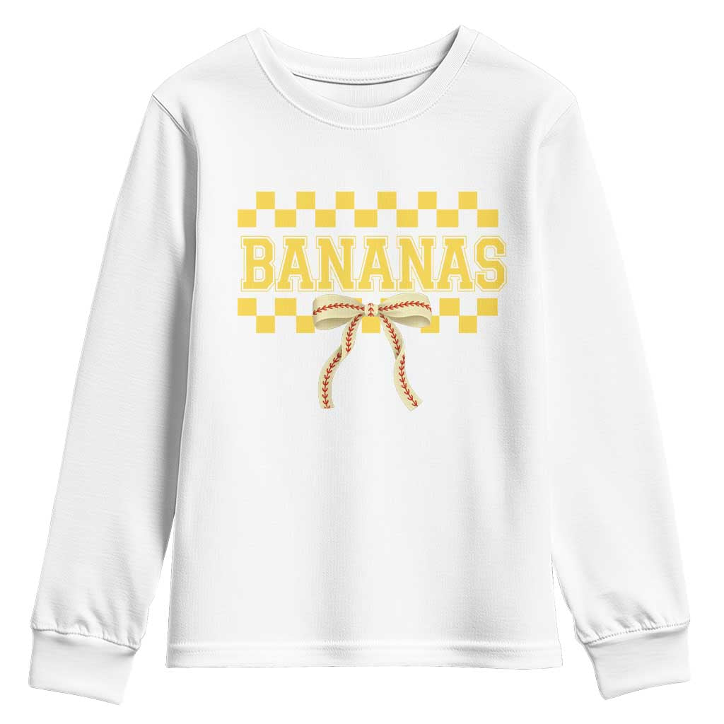Bananas Coquette Bow Checkered Youth Sweatshirt Women Girls Kids
