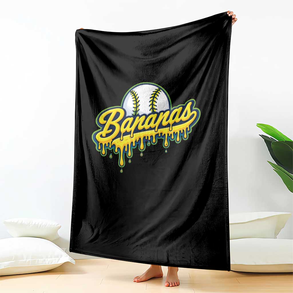 Funny Banana Baseball Throw Blanket Sports Team Baseball Drip Ice Cream Style