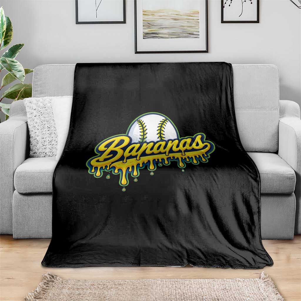 Funny Banana Baseball Throw Blanket Sports Team Baseball Drip Ice Cream Style