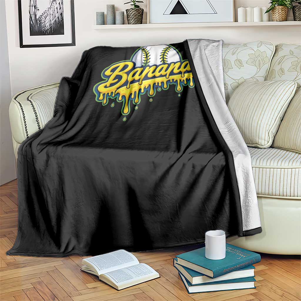 Funny Banana Baseball Throw Blanket Sports Team Baseball Drip Ice Cream Style