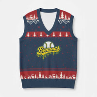 Funny Banana Baseball V-Neck Knit Sweater Vest Sports Team Baseball Drip Ice Cream Style