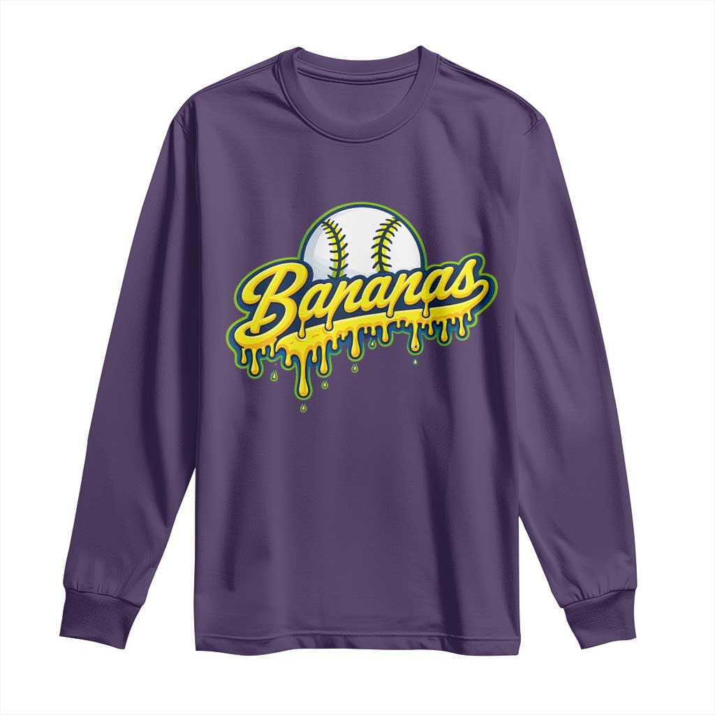 Funny Banana Baseball Long Sleeve Shirt Sports Team Baseball Drip Ice Cream Style